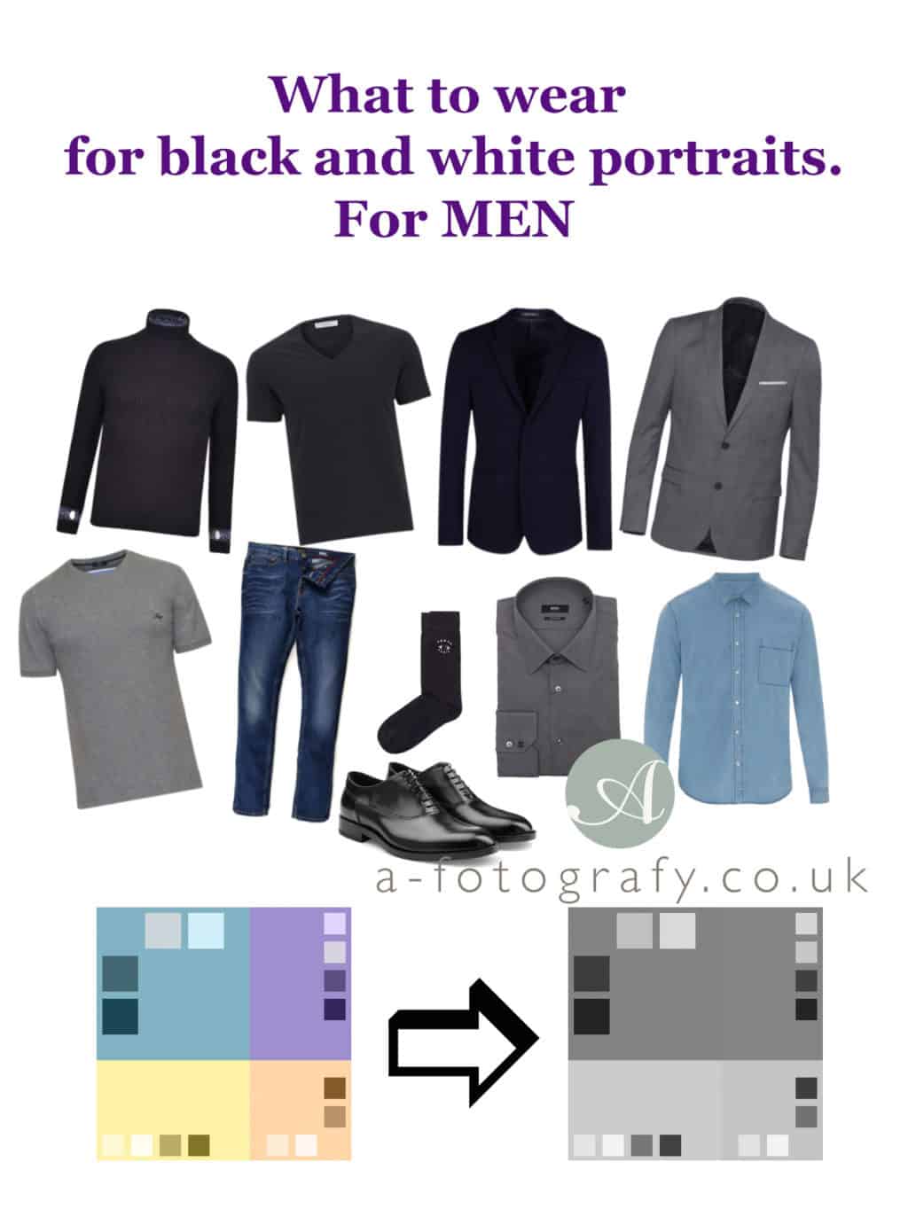 What to wear for black and white portraits for men