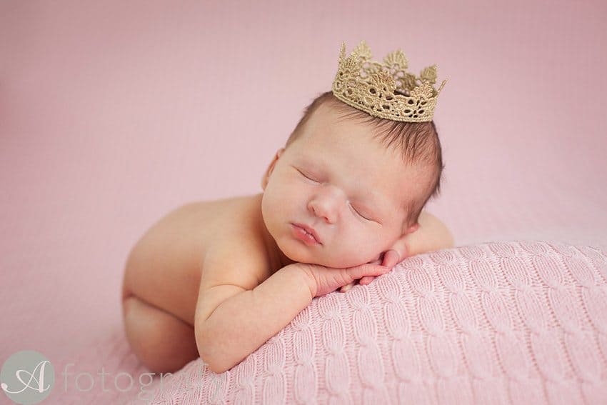 midlothian newborn photography with baby wearing a crown