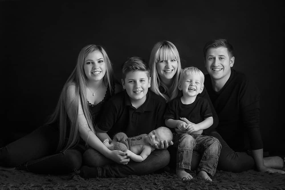 classic newborn black and white family photography