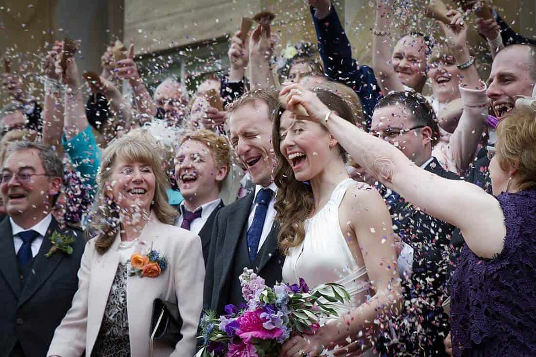 confetti with wedding party