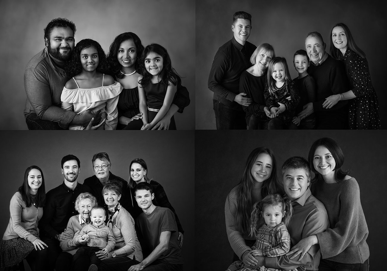 Black and white family photos