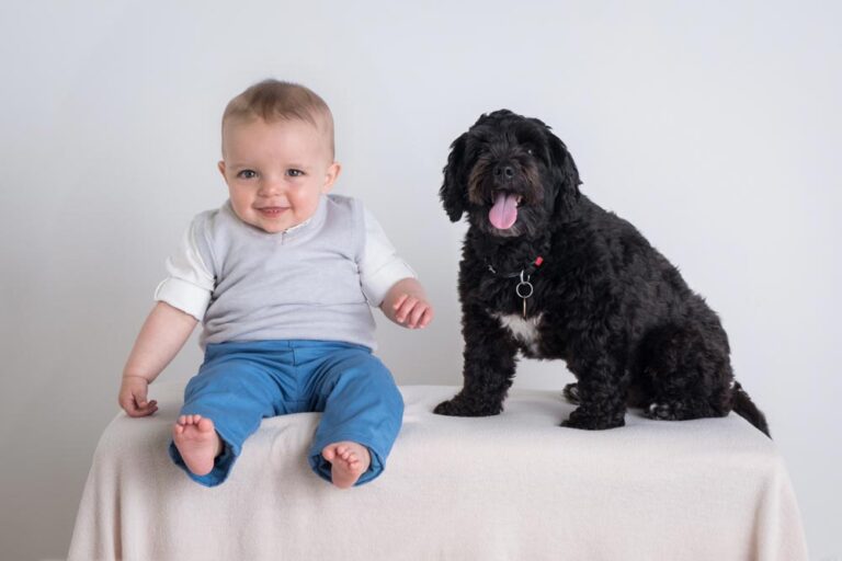 baby and dog photo session in Edinburgh